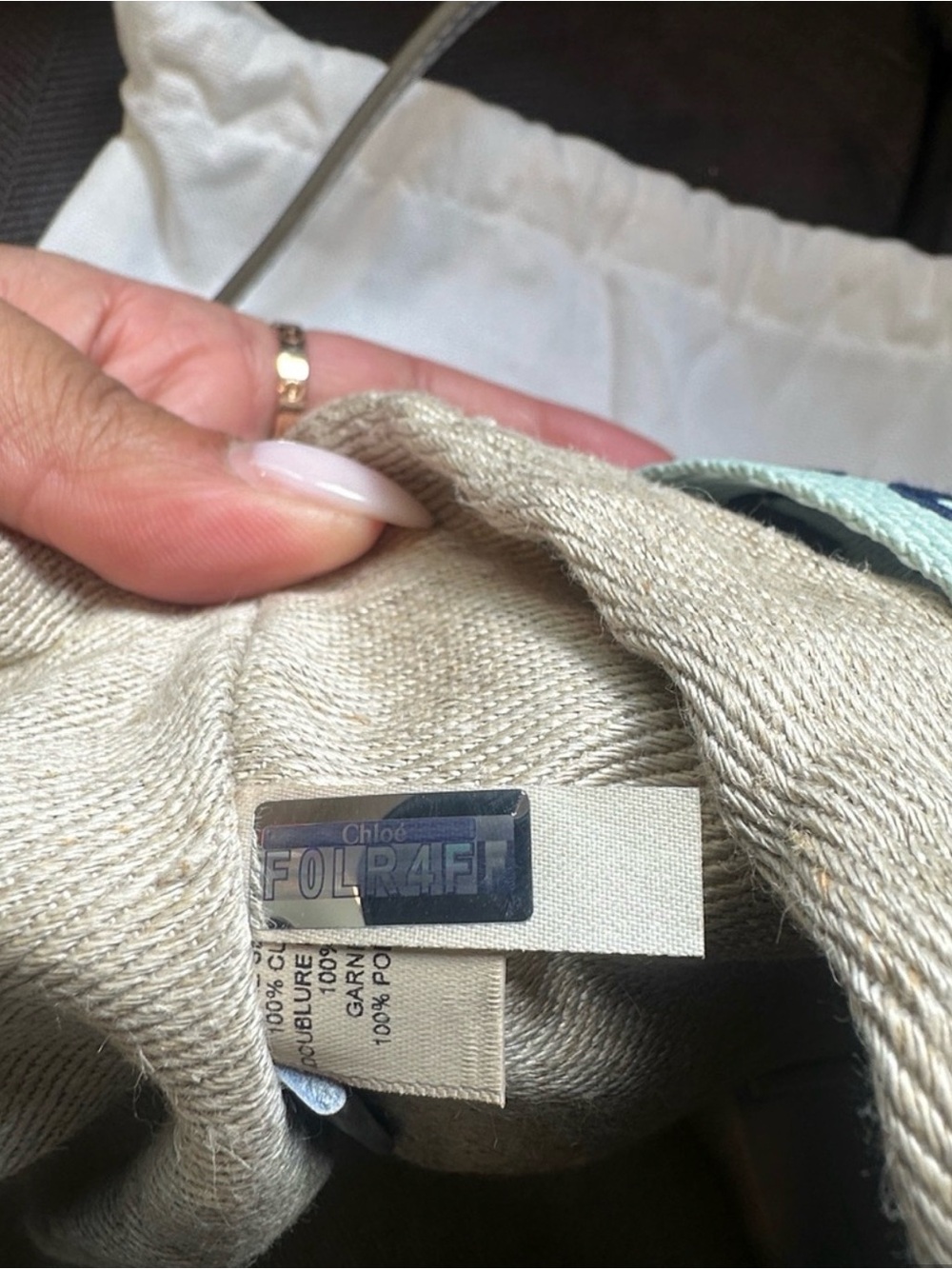 Chloe small Natural Straw Bucket Bag with Light Blue Logo Strap - Picture 6 of 6
